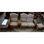 A contemporary conservatory suite comprising sofa, armchair, stool,