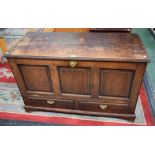 A late 18th/early 19th century oak blanket chest,