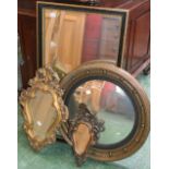 A Rococo style parlour wall mirror, 47.