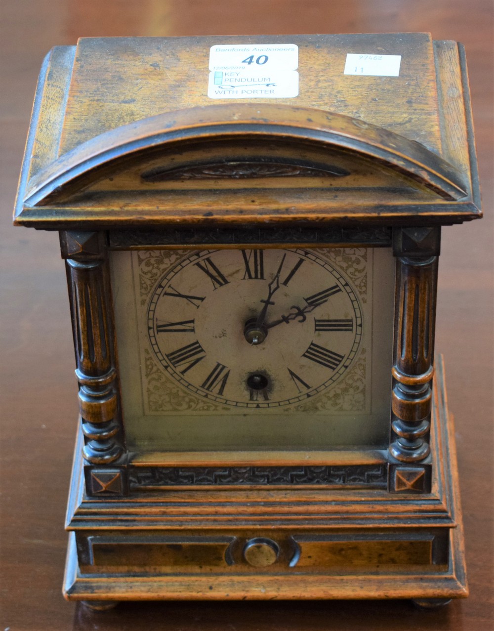 A Victorian walnut mantel clock, by HAC, Würtenberg,
