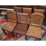 A set of four 20th century hall chairs; another two,