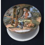 A Prattware pot lid and base,