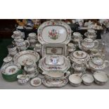 A Spode Chinese Rose pattern dinner, tea and coffee service including tureens, meat plates,