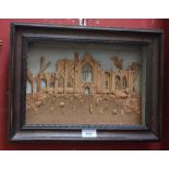 A Victorian Gothic Revival architectural cork diorama, of Melrose Abbey, Roxburghshire, Scotland,
