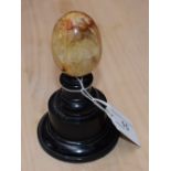 A 19th century Derbyshire fluorspar specimen egg, mounted for the desk,