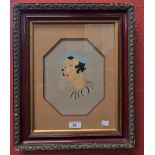 Leon Art Deco Fashion Portrait, lady wearing hat signed, watercolour,