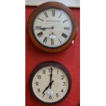 A Victorian oak hall time piece, Johnson and Son, Derby; another, Smiths eight day, Bakelite,1930,