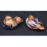A Royal Crown Derby paperweight, Teal, gold stopper, boxed; another, Mandarin Duck, gold stopper,