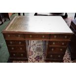 A Victorian mahogany twin pedestal 'partner's' desk,