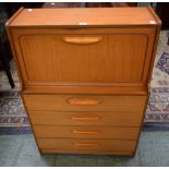 A mid-20th century teak veneered bureau,