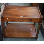 An oak side table, of small proportions, barley twist legs, single drawer, by Old Mill, 72cm wide,