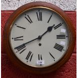 An early 20th century oak schoolroom clock, German movement,