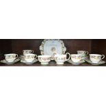 An Aynsley part tea set, floral pattern, comprising, cake plate, sugar bowl, cream jug,