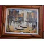 Choo Kong The Stilt Houses signed, oil on board,