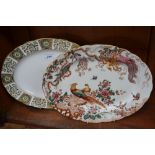 A Royal Crown Derby Olde Avesbury pattern oval plate, 38cm wide, second quality; another,