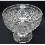 A large cut glass pedestal bowl, approx 23.