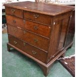 A William and Mary walnut rectangular chest,