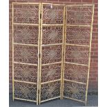 An early-mid 20th century bamboo three fold screen,