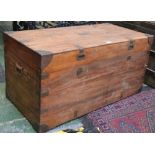 A 20th century campaign style metal mounted camphor wood trunk,