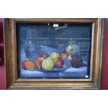 Plessy A Study of Fruit on a Dish, with Ewer signed, oil on board,
