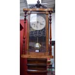 A late 19th century marquetry wall clock, c.