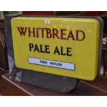 Advertising - a wall mounted double sided breweriana sign, Whitbread Pale Ale/Mackeson Stout,