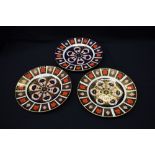 A Royal Crown Derby 1128 pattern plate, 27cm, first quality, boxed; another pair,