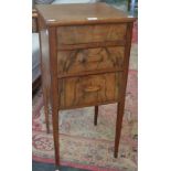 A 20th century walnut and mahogany sewing table,