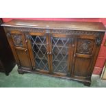 A Bevan Funnell Reprodux oak leaded glazed bookcase