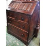 A mid-20th century oak bureau,