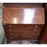 A 19th century mahogany bureau,