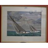 A Wassell Yacht Race signed, mixed media, framed, 30.
