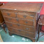 An unusual George II Provincial Gothic oak chest of drawers,