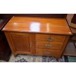 A 20th century satin walnut side cabinet,