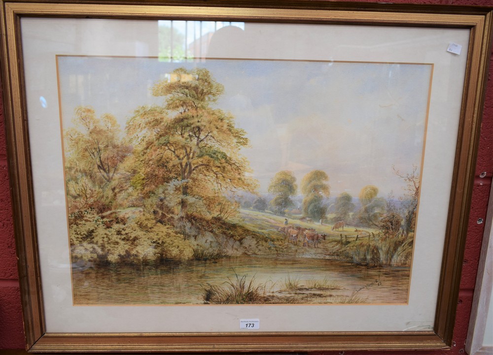 Louis Chappell Rural English Landscape with Cattle signed, watercolour,