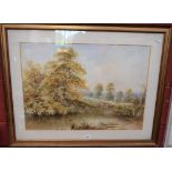Louis Chappell Rural English Landscape with Cattle signed, watercolour,