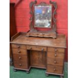 A Victorian mahogany kneehole desk/dressing table,