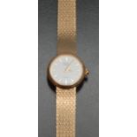 Rotary - a lady's 9ct gold bracelet watch, cream dial, block batons, quartz movement,
