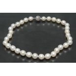 A south sea cultured pearl and diamond necklace,