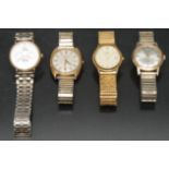 Watches - a Garrards 9ct gold cased wristwatch, brushed dial, block baton markers, centre seconds,