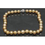A south sea cultured pearl and diamond single strand necklace,