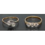 Rings - An Edwardian diamond twist ring, two round old brilliant cut diamonds, each approx 0.