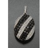 A contemporary certified fancy black and white diamond pendant,