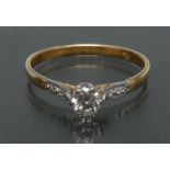 A solitaire diamond ring, round brilliant cut diamond approx 0.