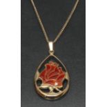 An enamelled diamond inset Year of the Rose pendant necklace,