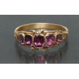 A 19th century amethyst quintet ring,