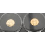 A pair of 2014 centenary of World War I one crown proof gold coins,