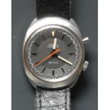 Omega - a retro 1970s Chronostop Geneve stainless steel wrist watch, two tone grey dial,