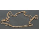 A 9ct gold muff chain, divided into two equal length necklaces, each 82cm long, 29.