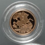 A 1999 1/2 sovereign proof coin,